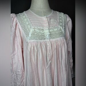 Vintage pink and white striped Christian Dior cotton lingerie nightgown